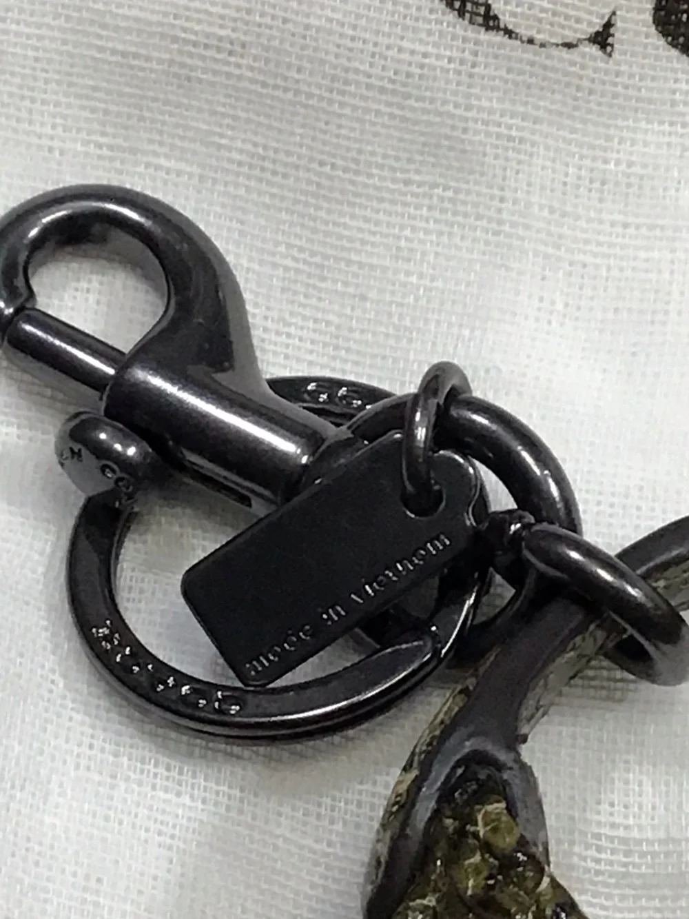 COACH Olive Green and Black Snake-Embossed Leather Key & Card Holder